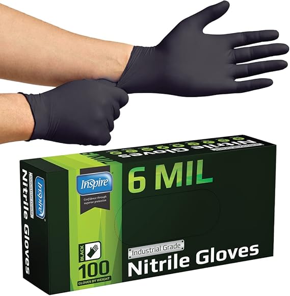 Inspire Black Nitrile Gloves