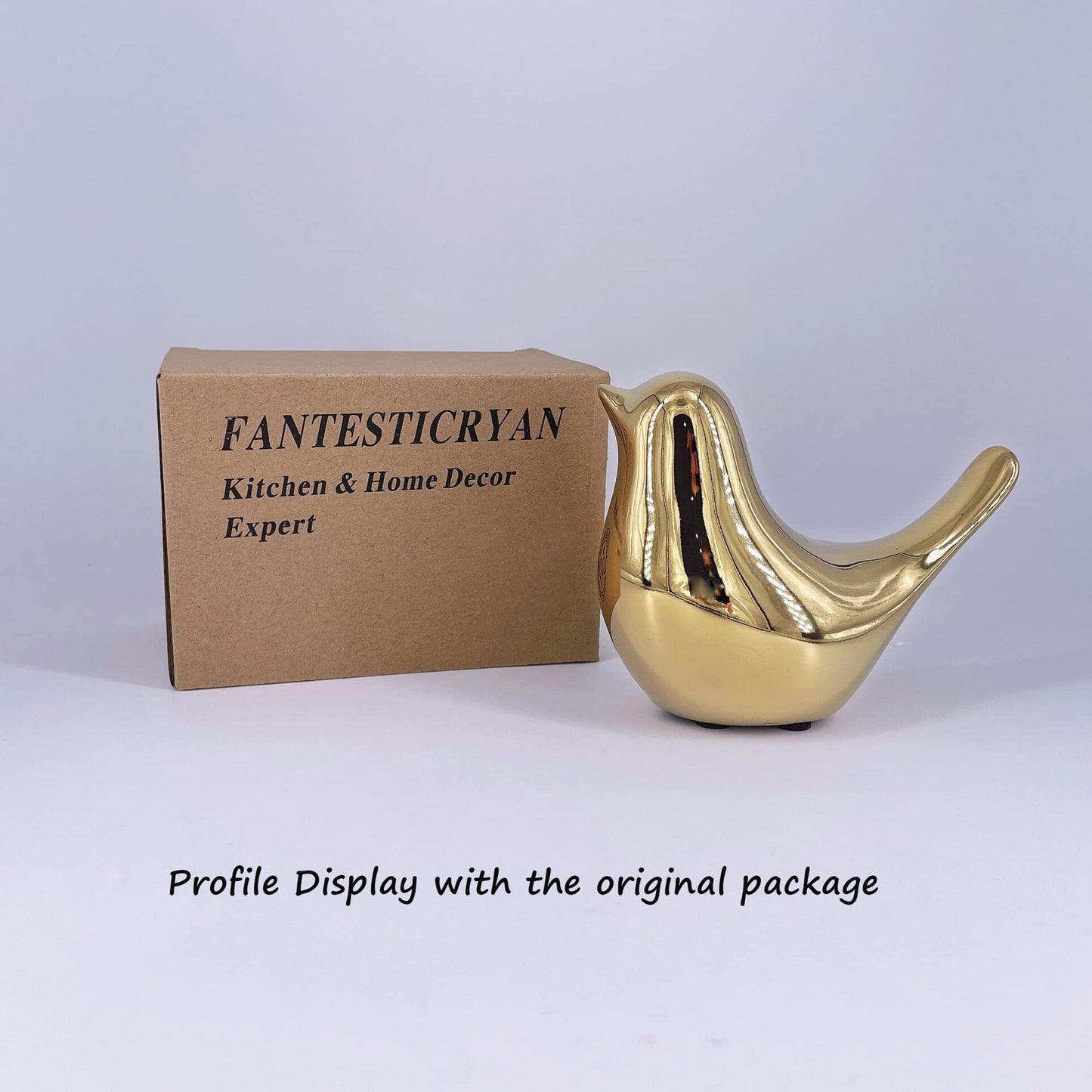 FANTESTICRYAN Small Birds Statues Gold Home Decor Modern Style Figurine Decorative Ornaments for Living Room, Bedroom, Office Desktop, Cabinets