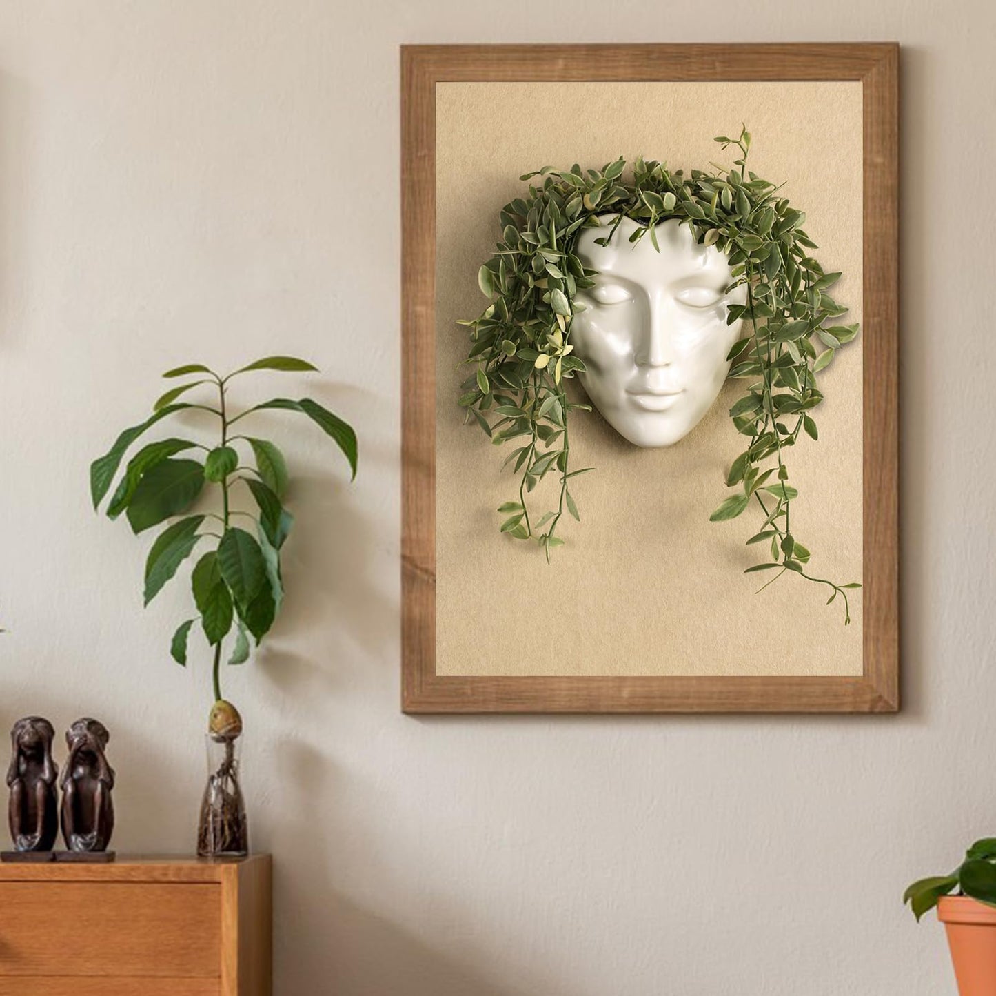 Face Vase,Ceramic Female Form Vase,Modern Sculpture White Planter Pot,Human Face Dried Flower Shaped Vase,Wall Hanging Plant Pot for Home Decor Centerpieces, Office or Outdoor Hanging Decor